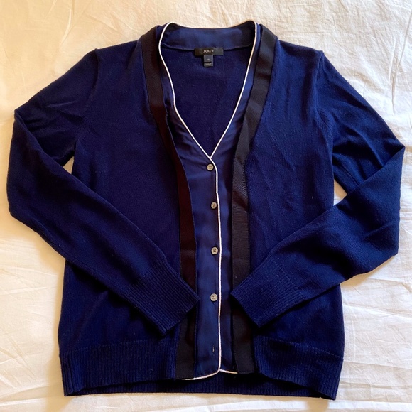 J. Crew Women’s Harlow Cardigan Navy Blue V - Neck - Picture 2 of 6